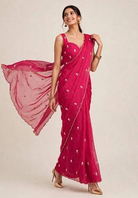 Rangoli crush designer saree with handcrafted cutdana work 3