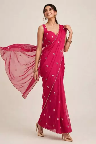 Rangoli crush designer saree with handcrafted cutdana work
