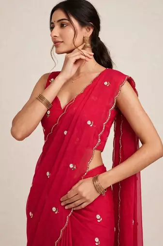 Rangoli crush designer saree with handcrafted cutdana work