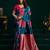 blue girlie soft silk blend fabric woven jari designer saree