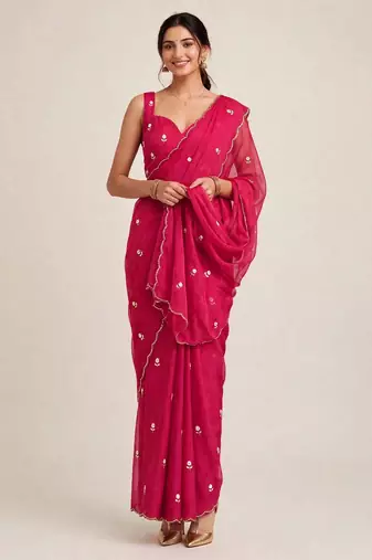 Rangoli crush designer saree with handcrafted cutdana work