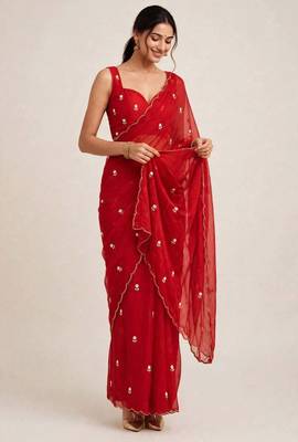 Glamorous rangoli crush saree with cutdana handwork 1