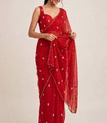 Glamorous rangoli crush saree with cutdana handwork