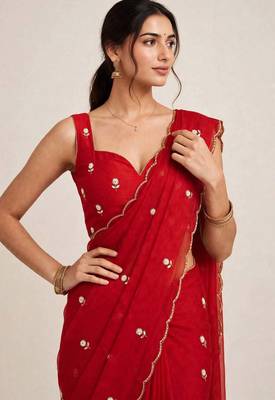 Glamorous rangoli crush saree with cutdana handwork 3