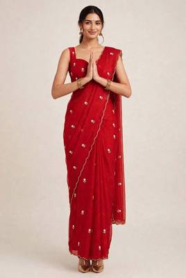 Glamorous rangoli crush saree with cutdana handwork 4