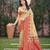 Beige with  red color smart woven designer assam silk saree