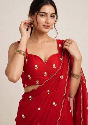 Glamorous rangoli crush saree with cutdana handwork 5