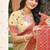 Beige with  red color smart woven designer assam silk saree