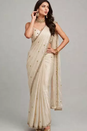 premium saree with ghunghru handwork & mirror lace
