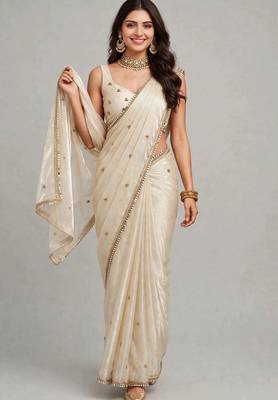 premium saree with ghunghru handwork & mirror lace 5