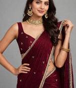 designer saree with ghunghru handwork and mirror lace