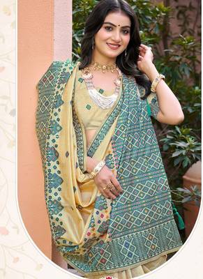 Beige with teal blue color smart woven designer assam silk saree 2