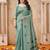 Green color jute linen beautiful sophisticated rich looks saree