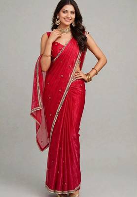 elegant saree with ghunghru handwork & mirror work lace 3