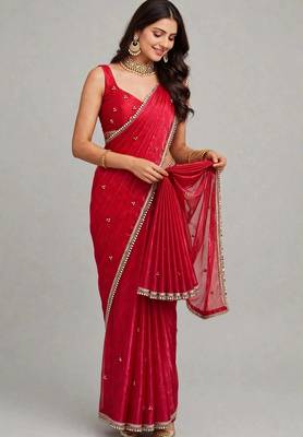 elegant saree with ghunghru handwork & mirror work lace 1