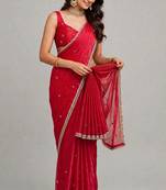 elegant saree with ghunghru handwork & mirror work lace