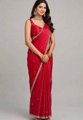 elegant saree with ghunghru handwork & mirror work lace 5