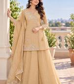 Champagne bead sequin embroidered ready to wear sharara set for wedding