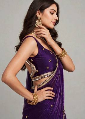 luxury saree with ghunghru handwork and mirror lace 3