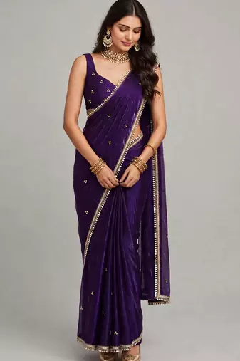luxury saree with ghunghru handwork and mirror lace