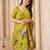 Lemon color jute linen beautiful sophisticated rich looks saree