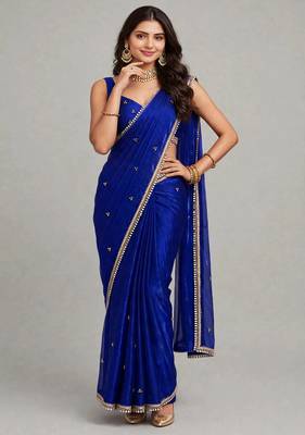 glamorous saree with ghunghru handwork & mirror lace 4