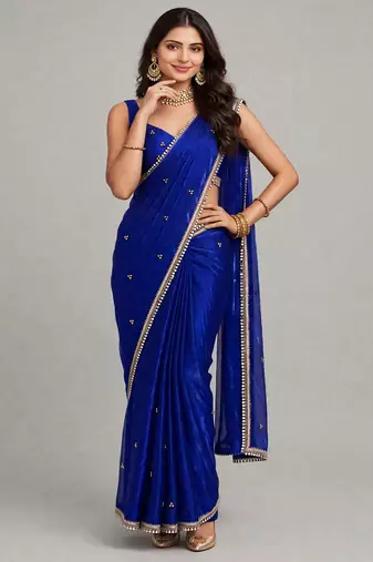 glamorous saree with ghunghru handwork & mirror lace