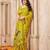 Lemon color jute linen beautiful sophisticated rich looks saree