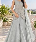 Mint bead sequin embroidered fendi crush koti sharara set for wedding