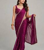 partywear saree with ghunghru handwork and mirror lace