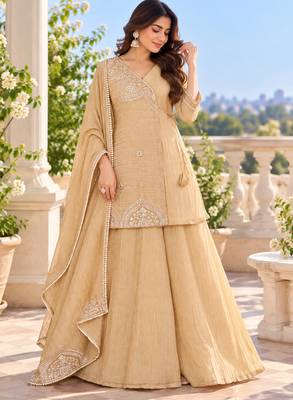 Champagne bead sequin embroidered ready to wear sharara set for wedding 2