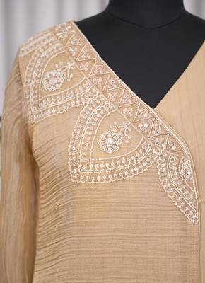 Champagne bead sequin embroidered ready to wear sharara set for wedding 5