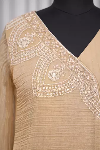 Champagne bead sequin embroidered ready to wear sharara set for wedding