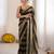 Black color smart nc satin fabric woven pattern designer stylish girlie saree