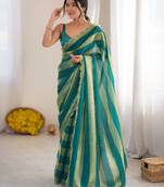 Rama color smart nc satin fabric woven pattern designer stylish girlie saree