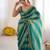 Rama color smart nc satin fabric woven pattern designer stylish girlie saree