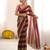 Wine color smart nc satin fabric woven pattern designer stylish girlie saree