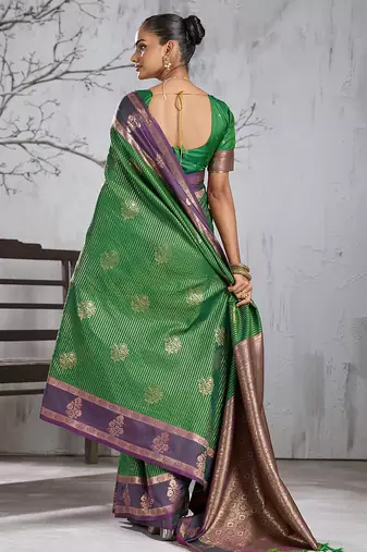 Green color smart heavy beautiful woven designer silk fancy saree