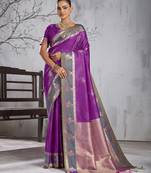 Purple color smart heavy beautiful woven designer silk fancy saree