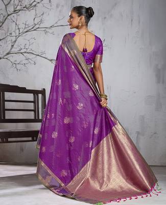 Purple color smart heavy beautiful woven designer silk fancy saree 2
