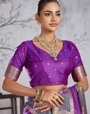 Purple color smart heavy beautiful woven designer silk fancy saree 5