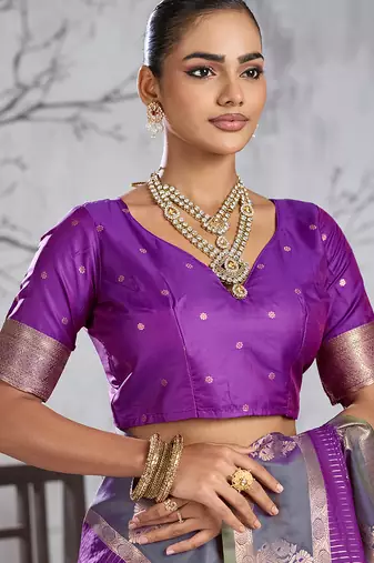 Purple color smart heavy beautiful woven designer silk fancy saree