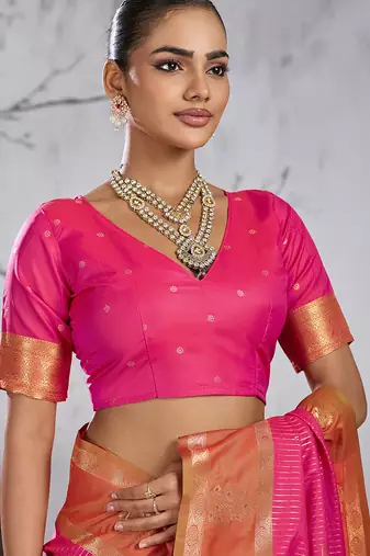 Pink color smart heavy beautiful woven designer silk fancy saree