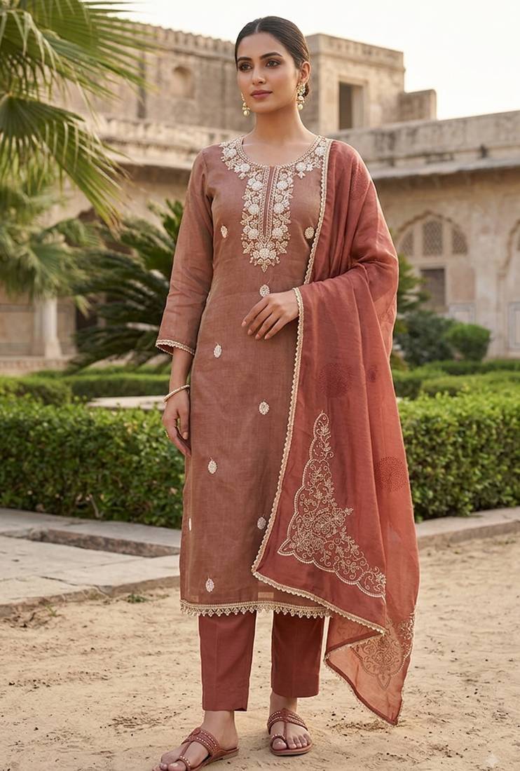 brown salsa beadwork ceremonial suit