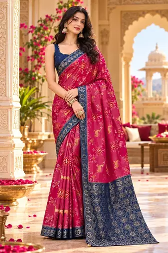 Pink color satin tissue wevon jari designer graceful ethnic fancy saree