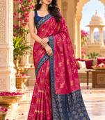 Pink color satin tissue wevon jari designer graceful ethnic fancy saree