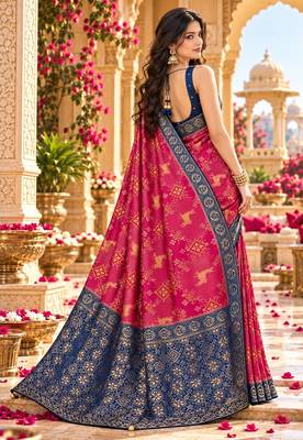Pink color satin tissue wevon jari designer graceful ethnic fancy saree 2