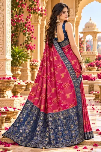 Pink color satin tissue wevon jari designer graceful ethnic fancy saree