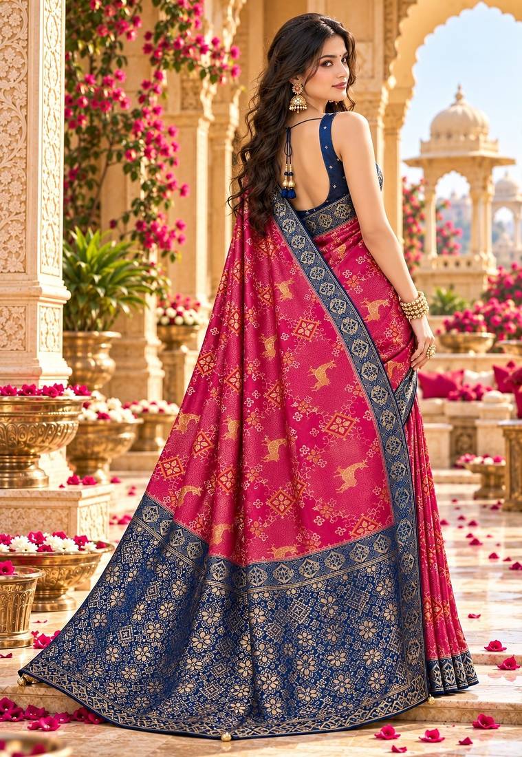 Pink color satin tissue wevon jari designer graceful ethnic fancy saree