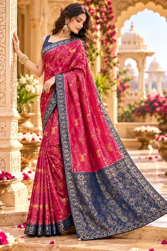 Pink color satin tissue wevon jari designer graceful ethnic fancy saree